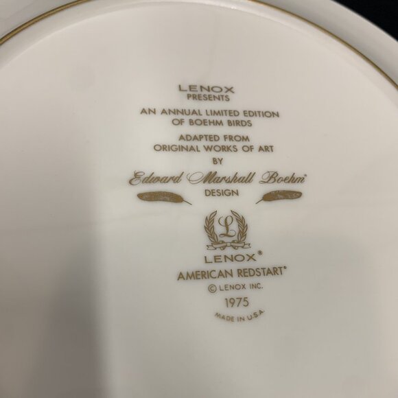2 Lenox Porcelain Collector Plates Boehm Birds 1974 Hummingbird 1975 Redstart - Picture 8 of 8